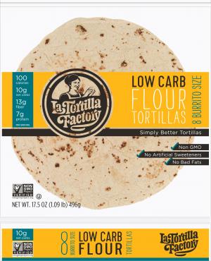 Non-GMO, Low Carb Tortillas, Flour, Burrito Size - La