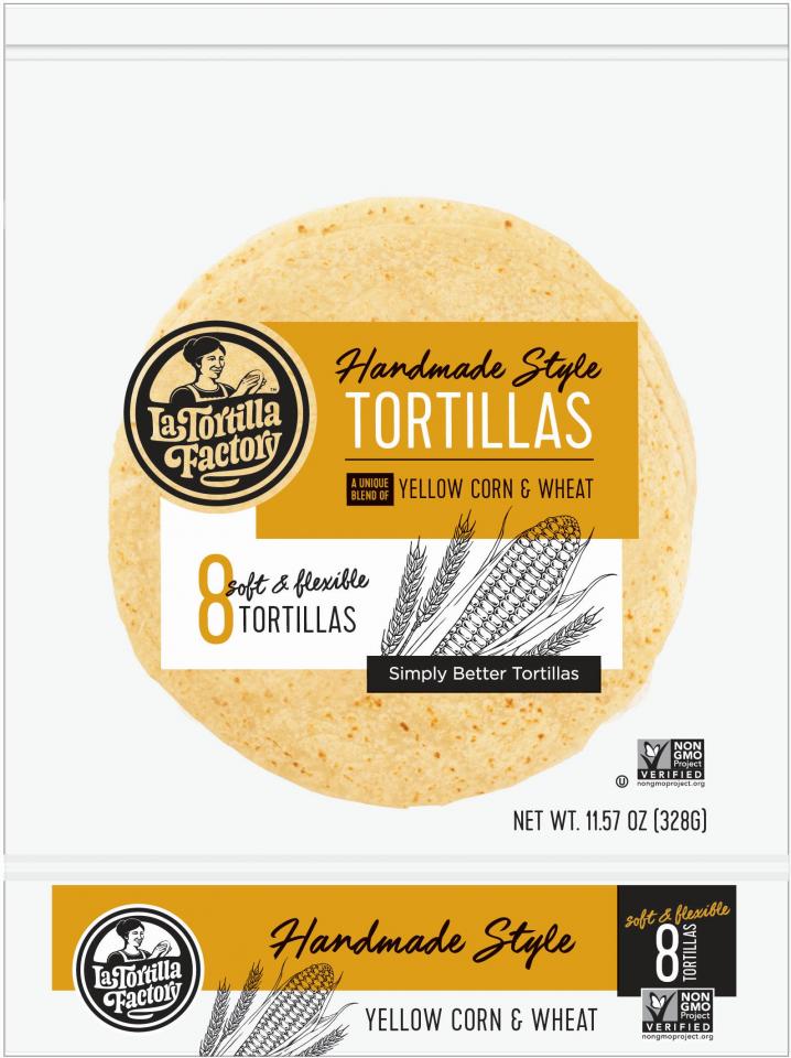 NonGMO Hand Made Style Tortillas, Yellow Corn & Wheat La Tortilla