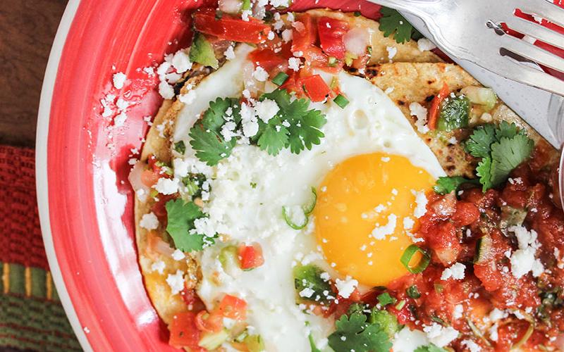 Sunny Side Up Breakfast Quesadilla with Salsa