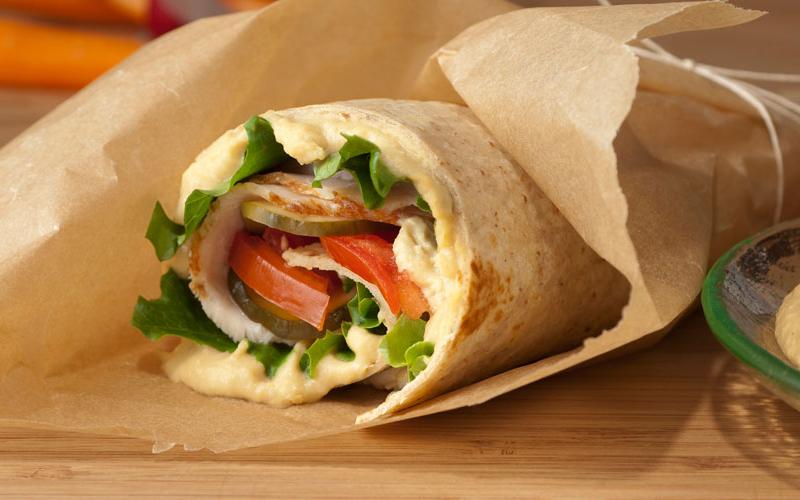 "Take It to Work" Turkey and Hummus Wrap