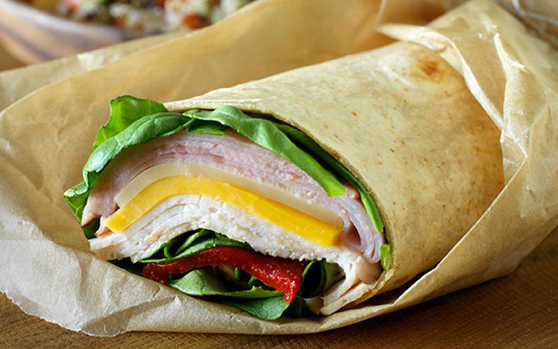 Turkey and Ham with Roasted Red Peppers Wrap