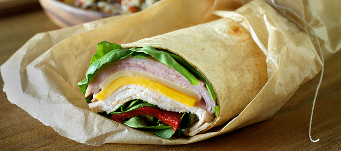 Turkey and Ham with Roasted Red Peppers Wrap