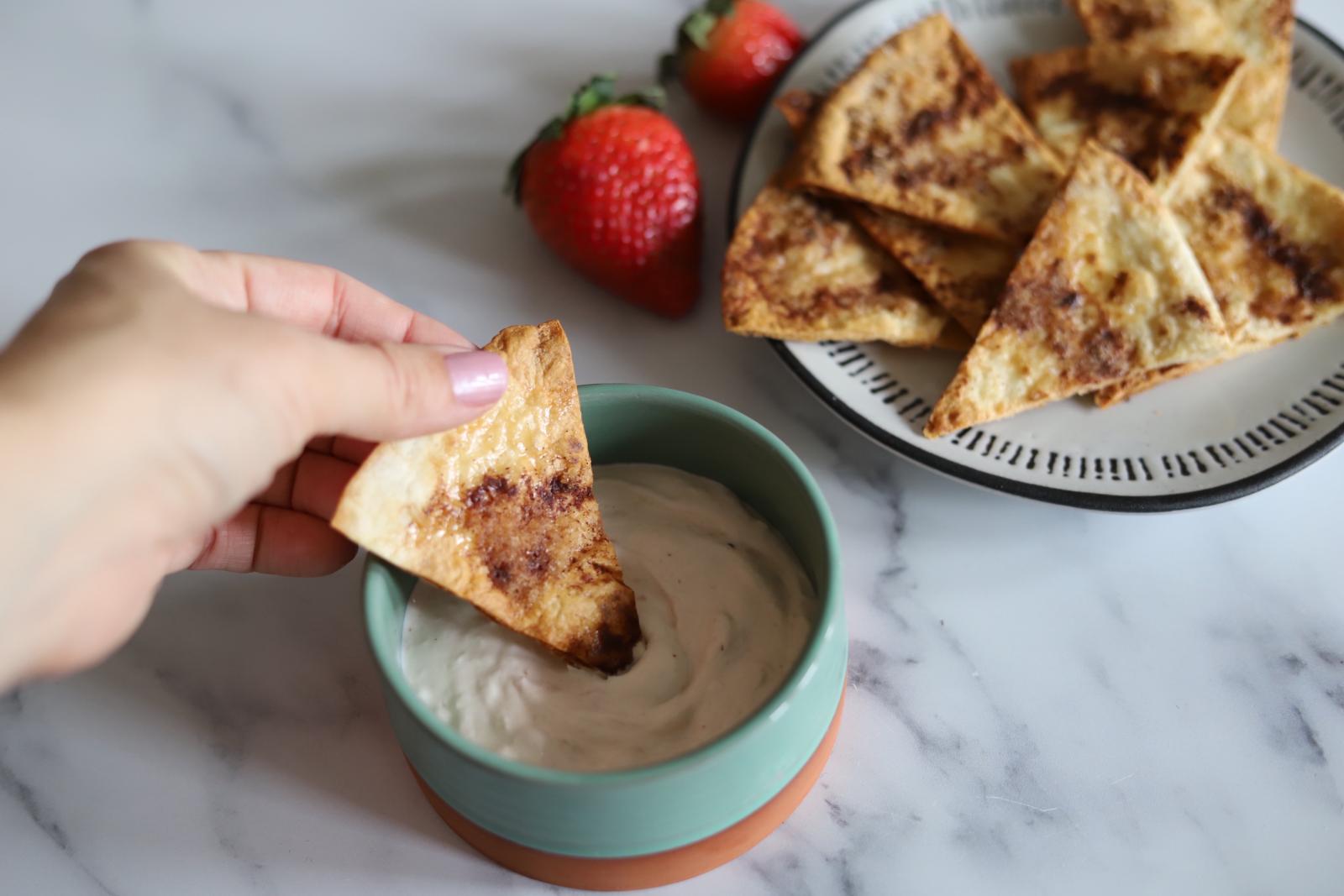 Churro Chips & Strawberry Cream Cheese Dip • La Tortilla Factory