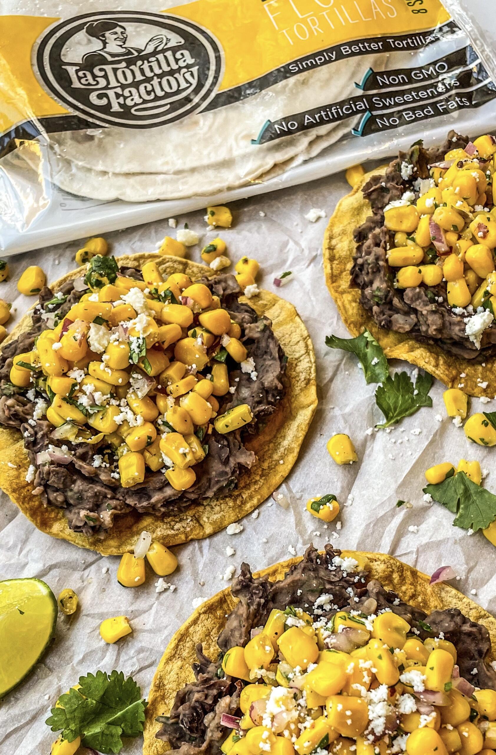 Healthy Black Bean Tostadas with Corn Salsa