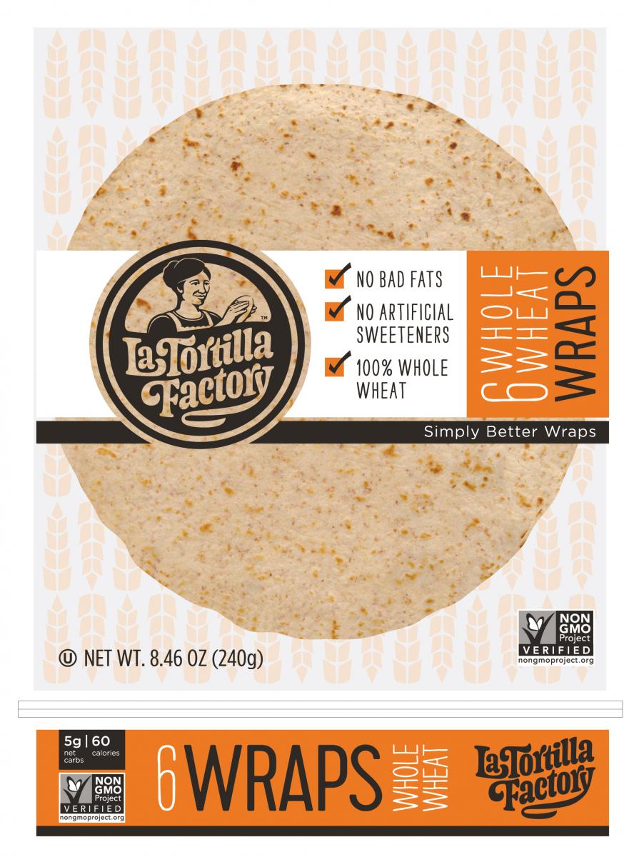 NonGMO Wraps, Whole Wheat • La Tortilla Factory
