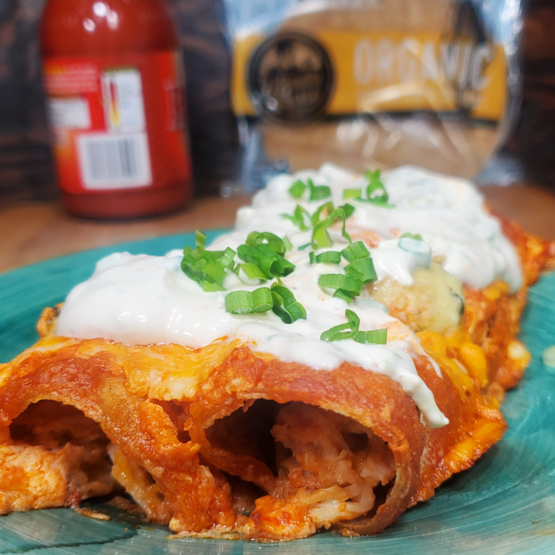 Creamy Buffalo Bleu Cheese Enchiladas